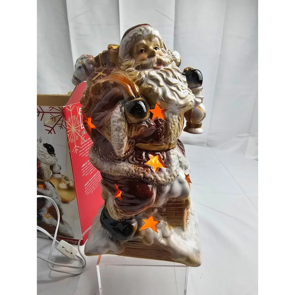 Elements Santa Claus Night Light Figurine Porcelain With Box Christmas Decor‎